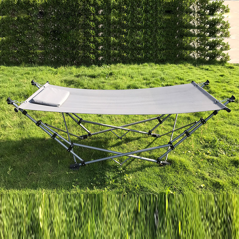 Stand portabil pliabil pentru hamac pentru pat de camping, ramă din oțel cu geantă de transport albastru